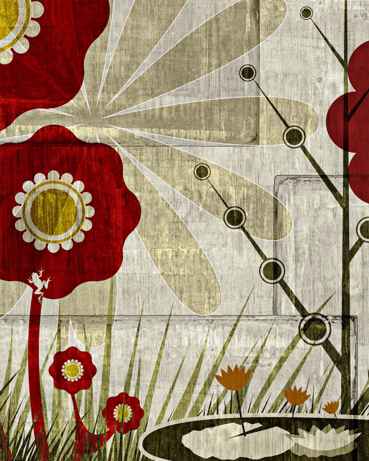 Garden Mural 3 Giclee 20" High Canvas Wall Art