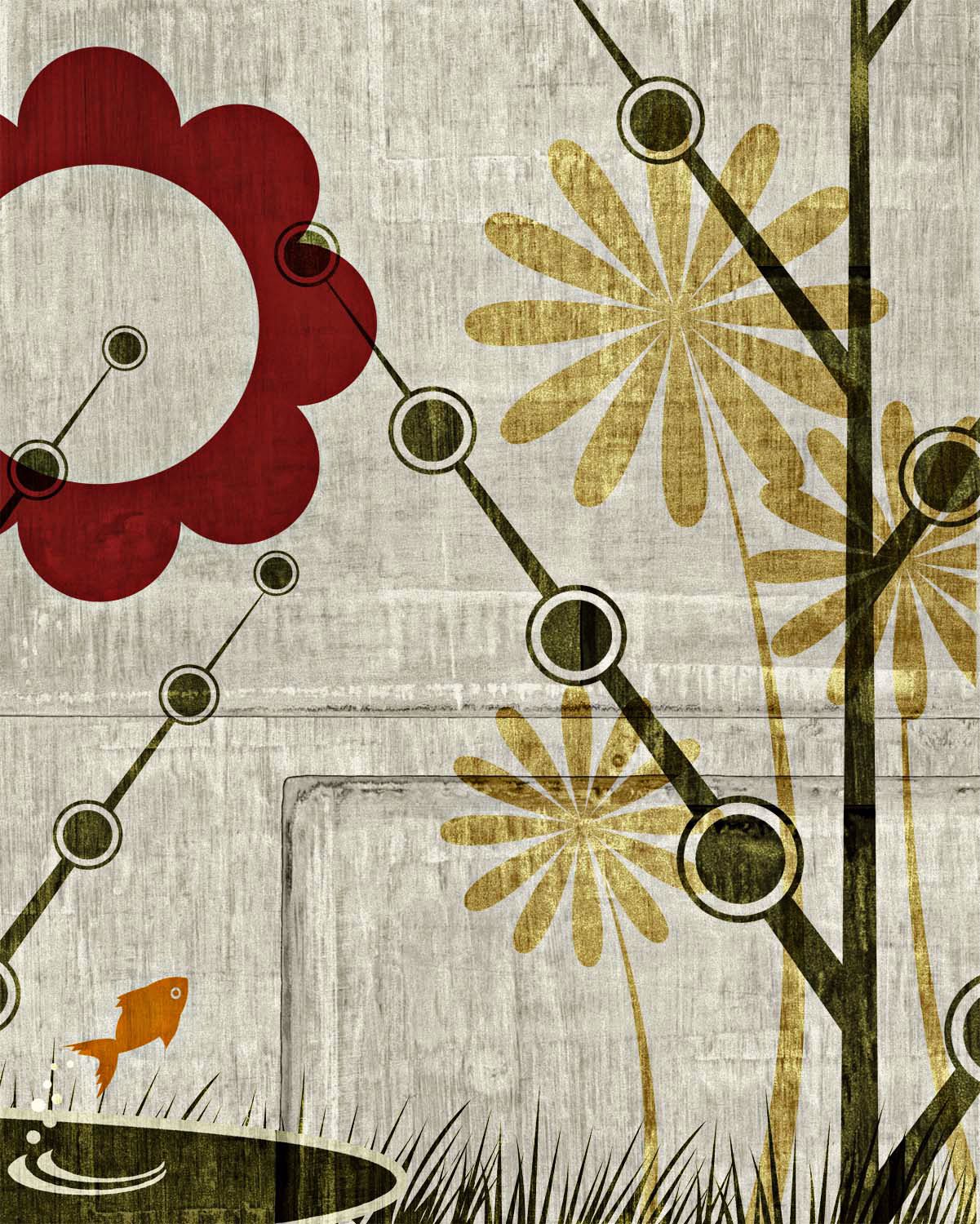 Garden Mural 4 Giclee 20" High Canvas Wall Art