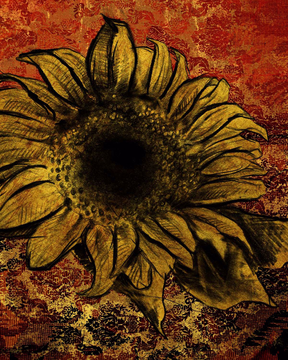 Sunflower III Giclee 14" High Canvas Wall Art