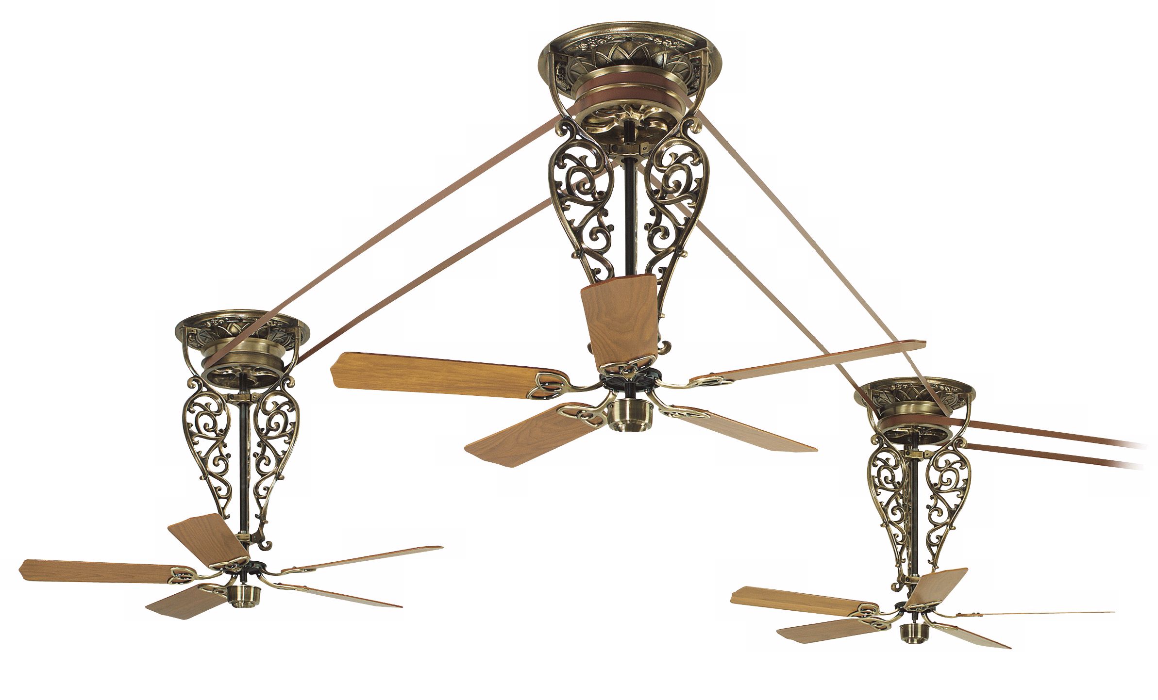 Bourbon Street 4-Piece Antique Brass Ceiling Fan Set