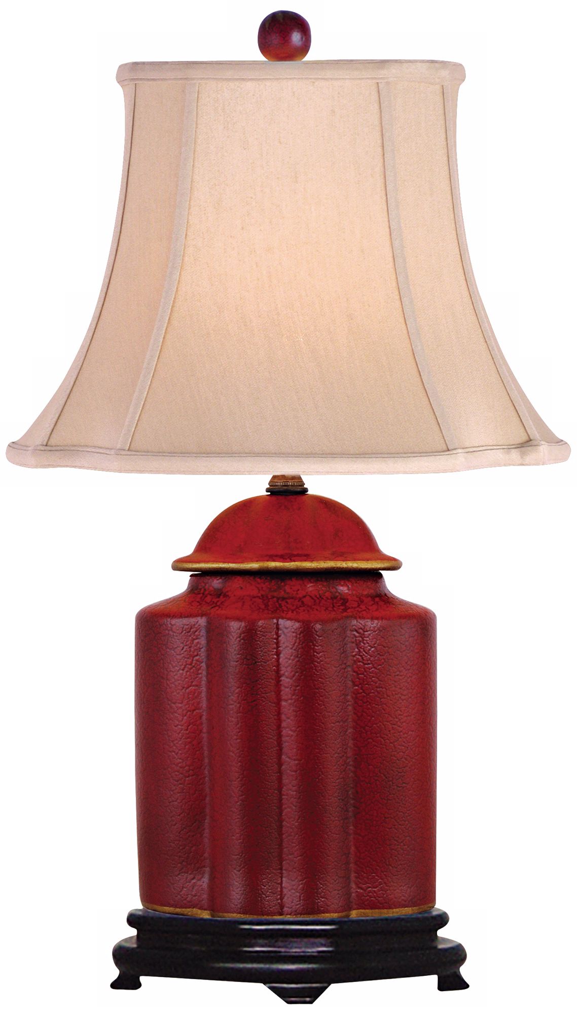 Red Lacquer Scallop Tea Jar Table Lamp