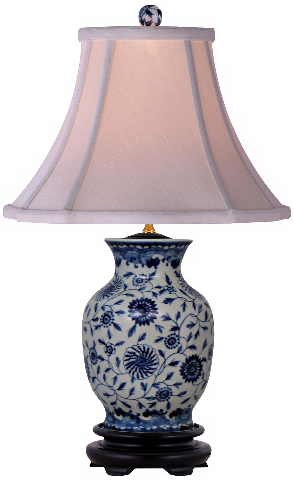 Blue and White English Floral Porcelain Vase Table Lamp
