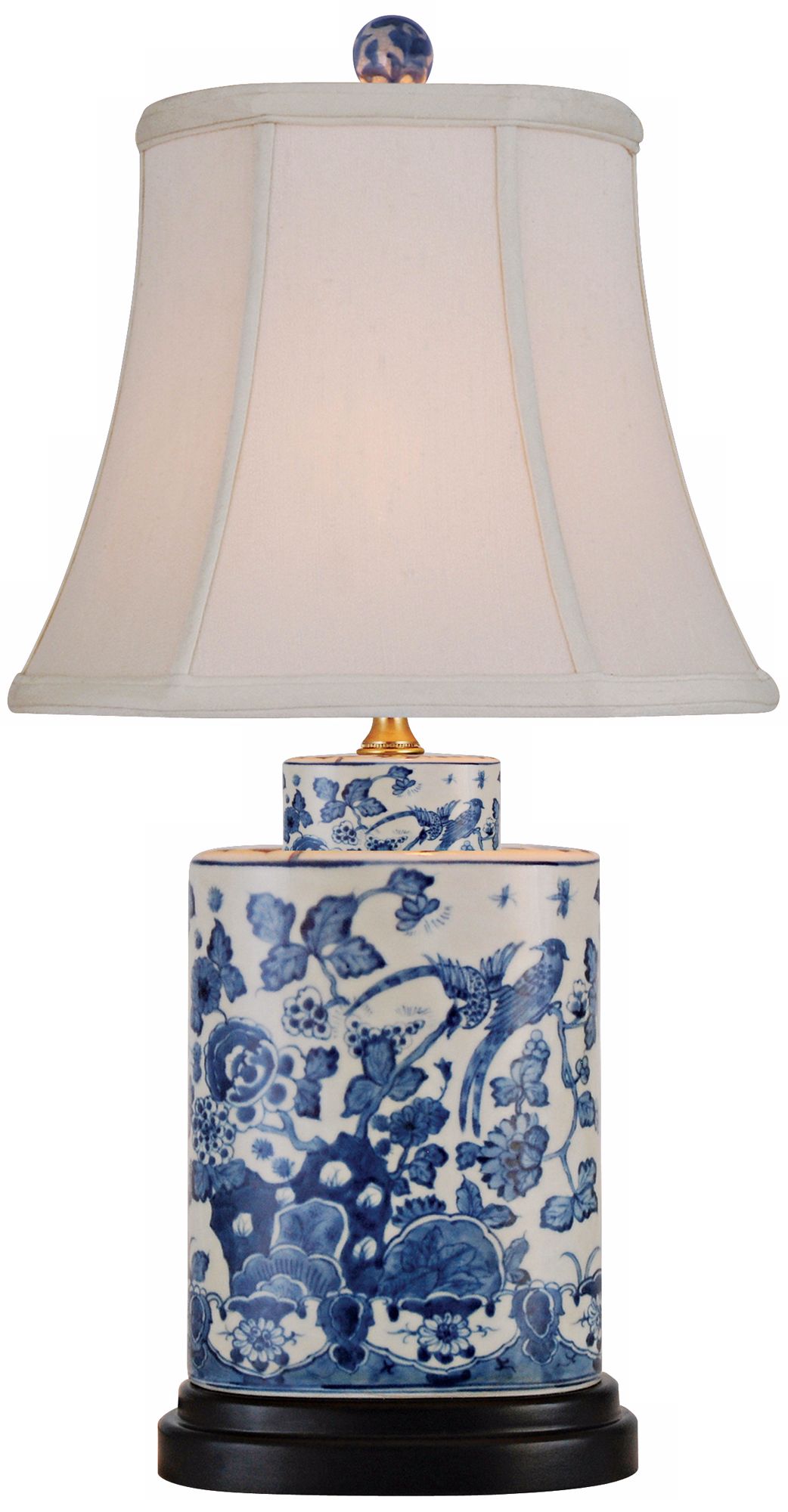 Blue and White Oval Porcelain Table Lamp