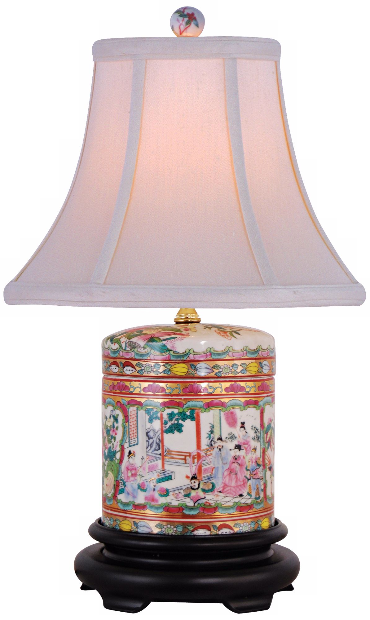 Rose Canton Porcelain Cover Jar Table Lamp
