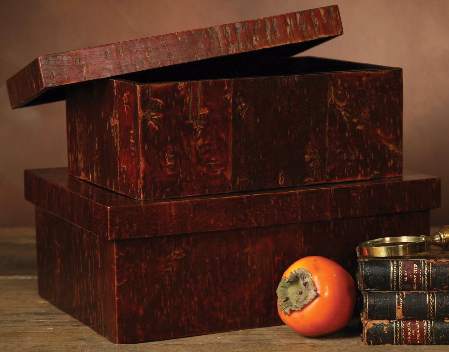 Set of 2 Cherry Bark Boxes