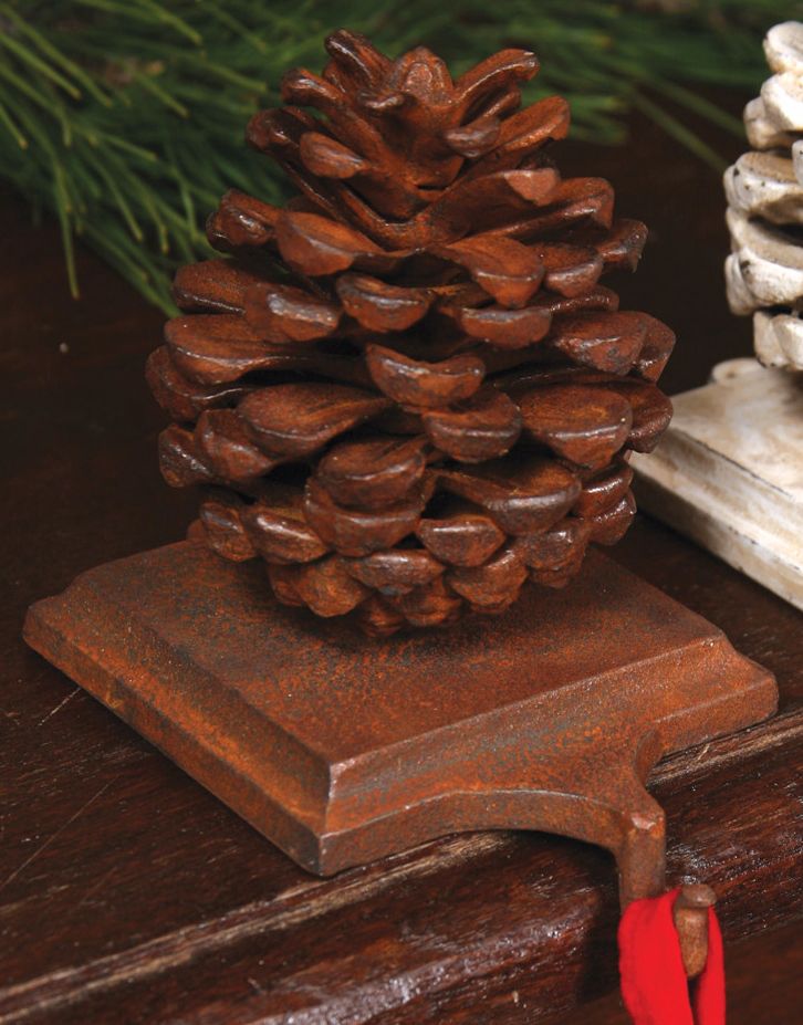 Cast Iron Rust Pinecone Stocking Holder (N2091)