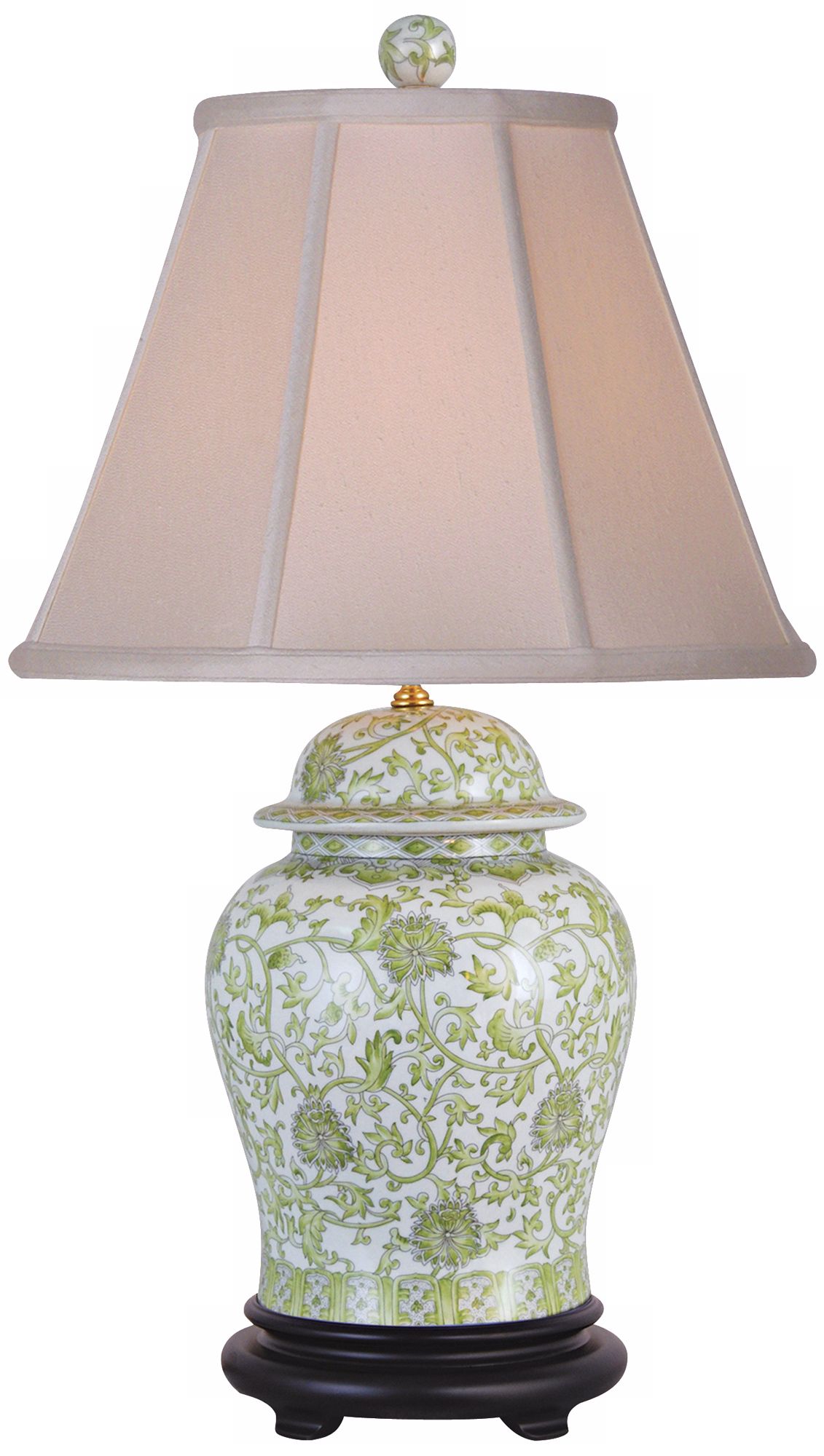 Lemon Green Floral Porcelain Jar Footed Table Lamp