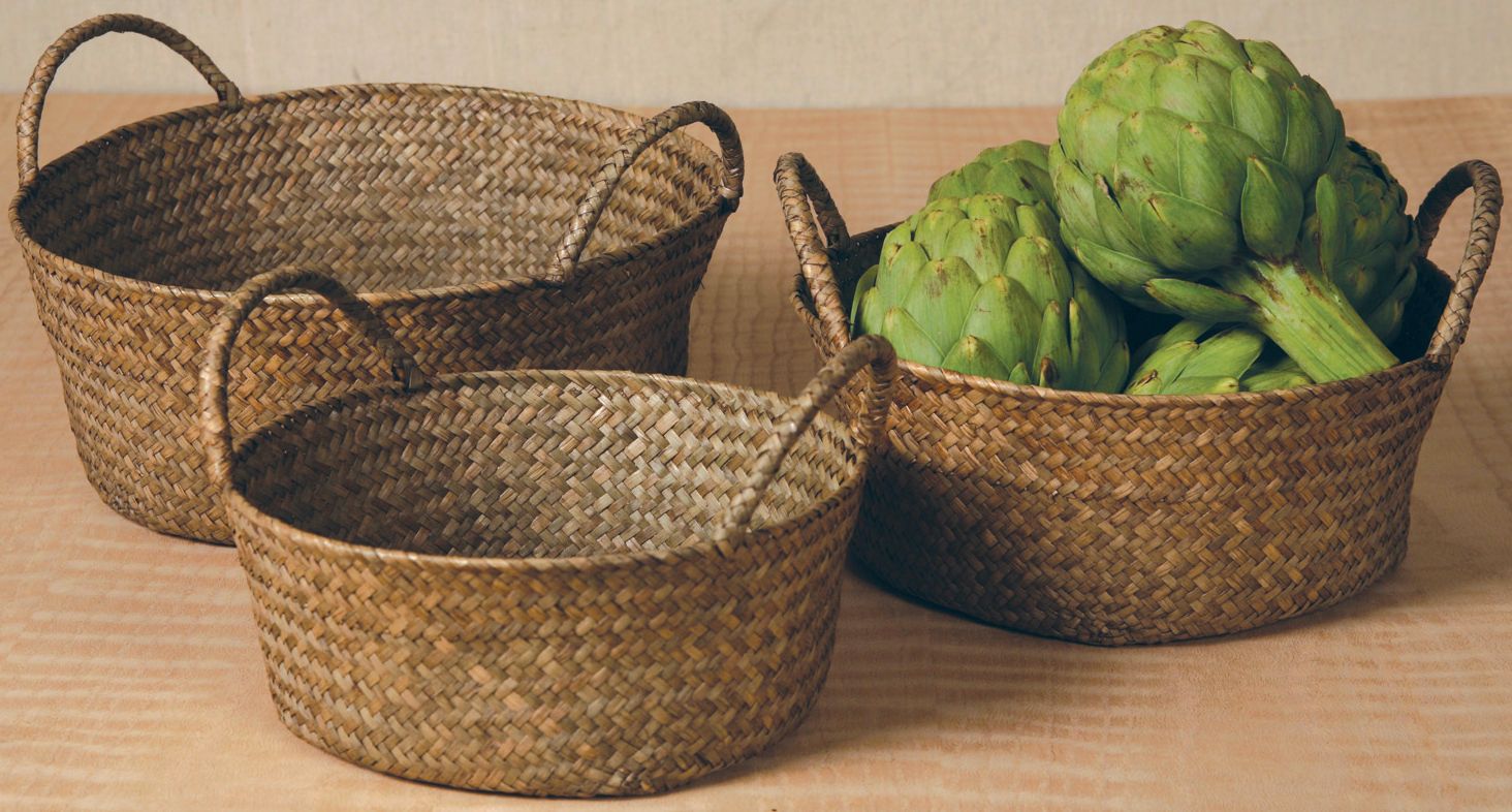 Set of 3 Chestnut Round Woven Nesting Baskets