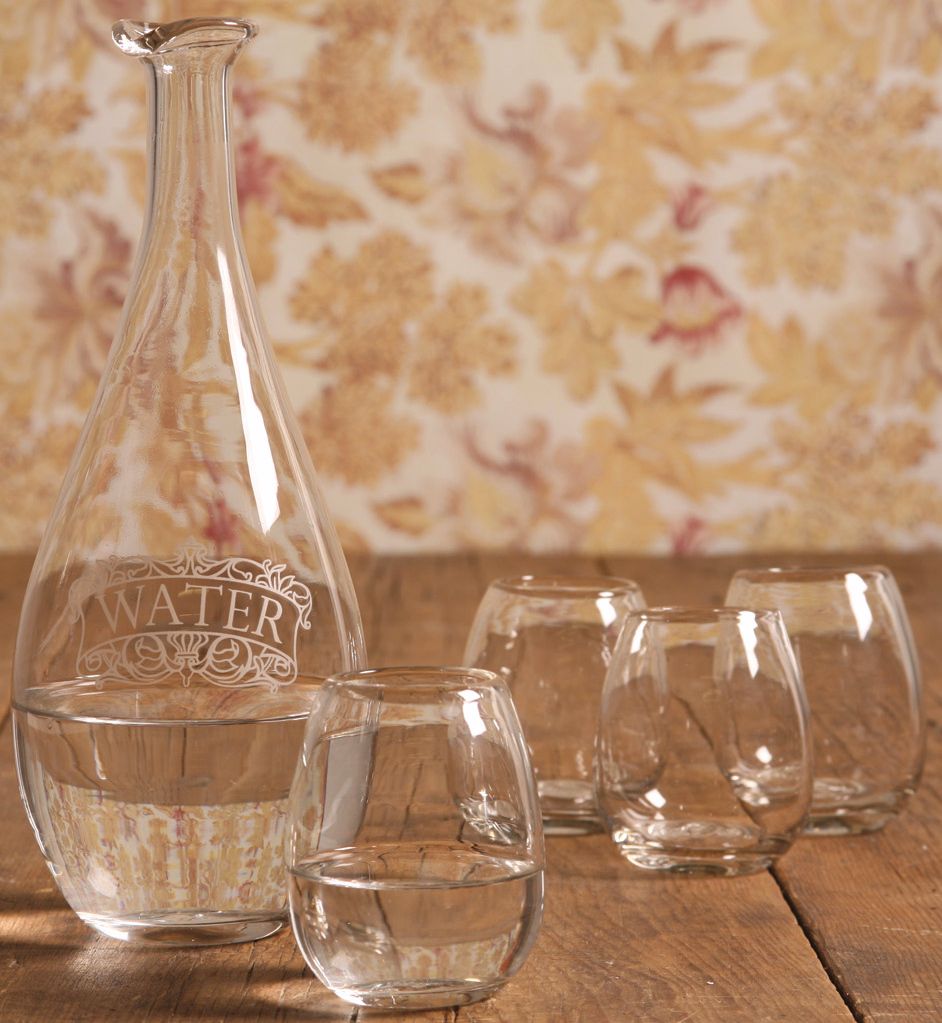 Set of 5 Carafe with Glasses Barware