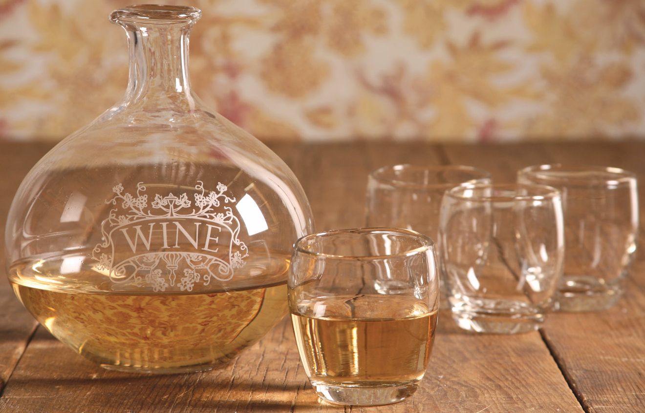 Glass Wine Carafe with 4 Vino Cups