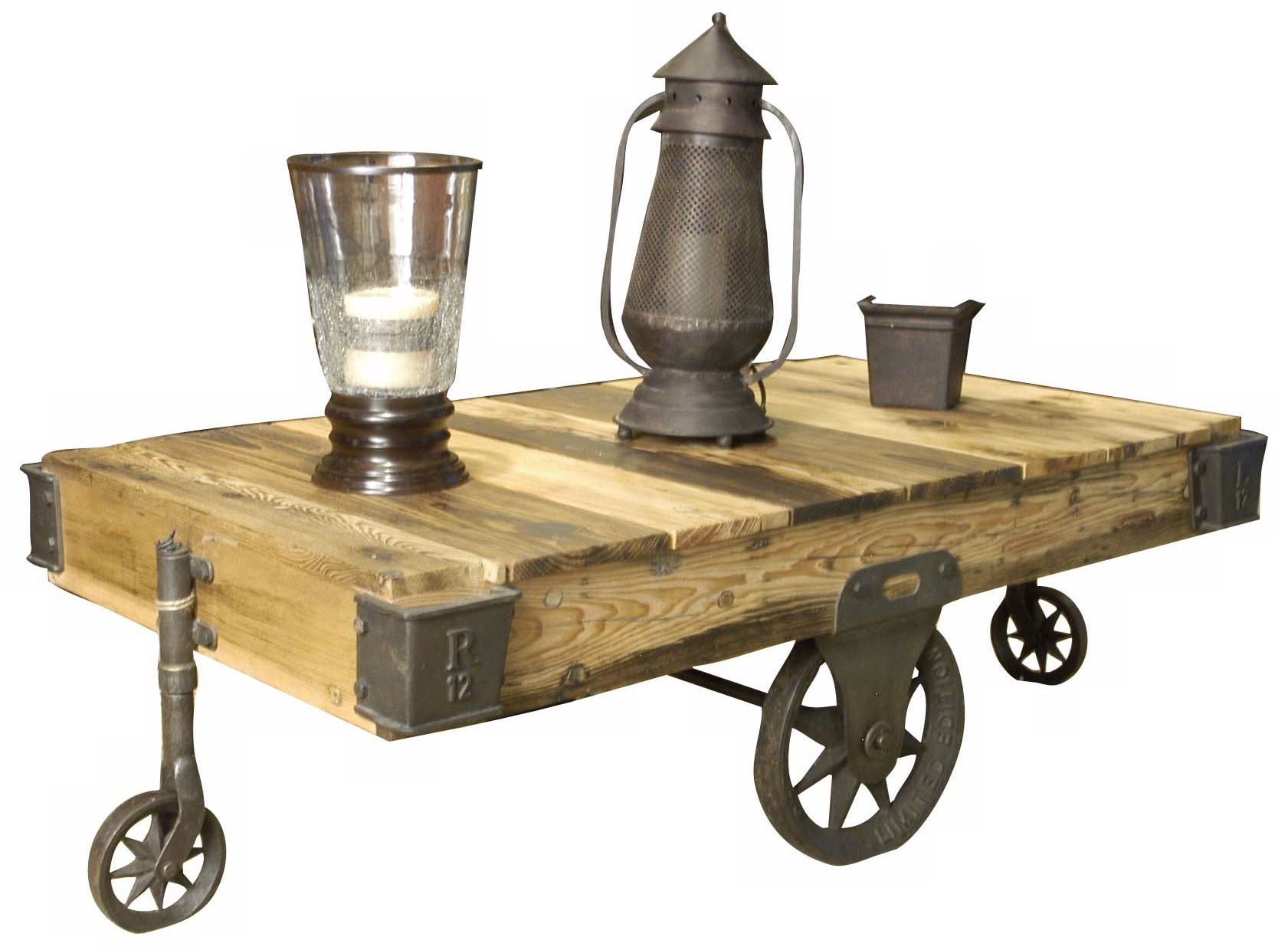 Factory Cart Coffee Table in Natural Pine