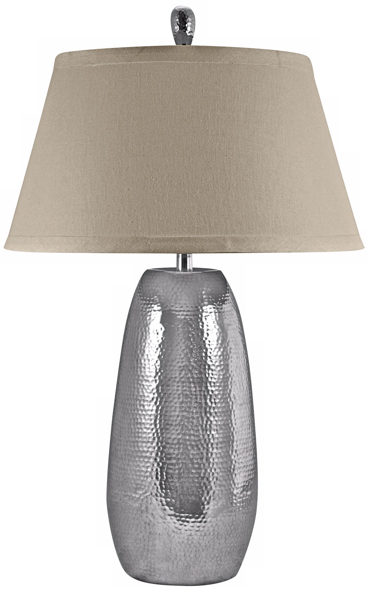 Polished Aluminum Hammered Oblong Table Lamp