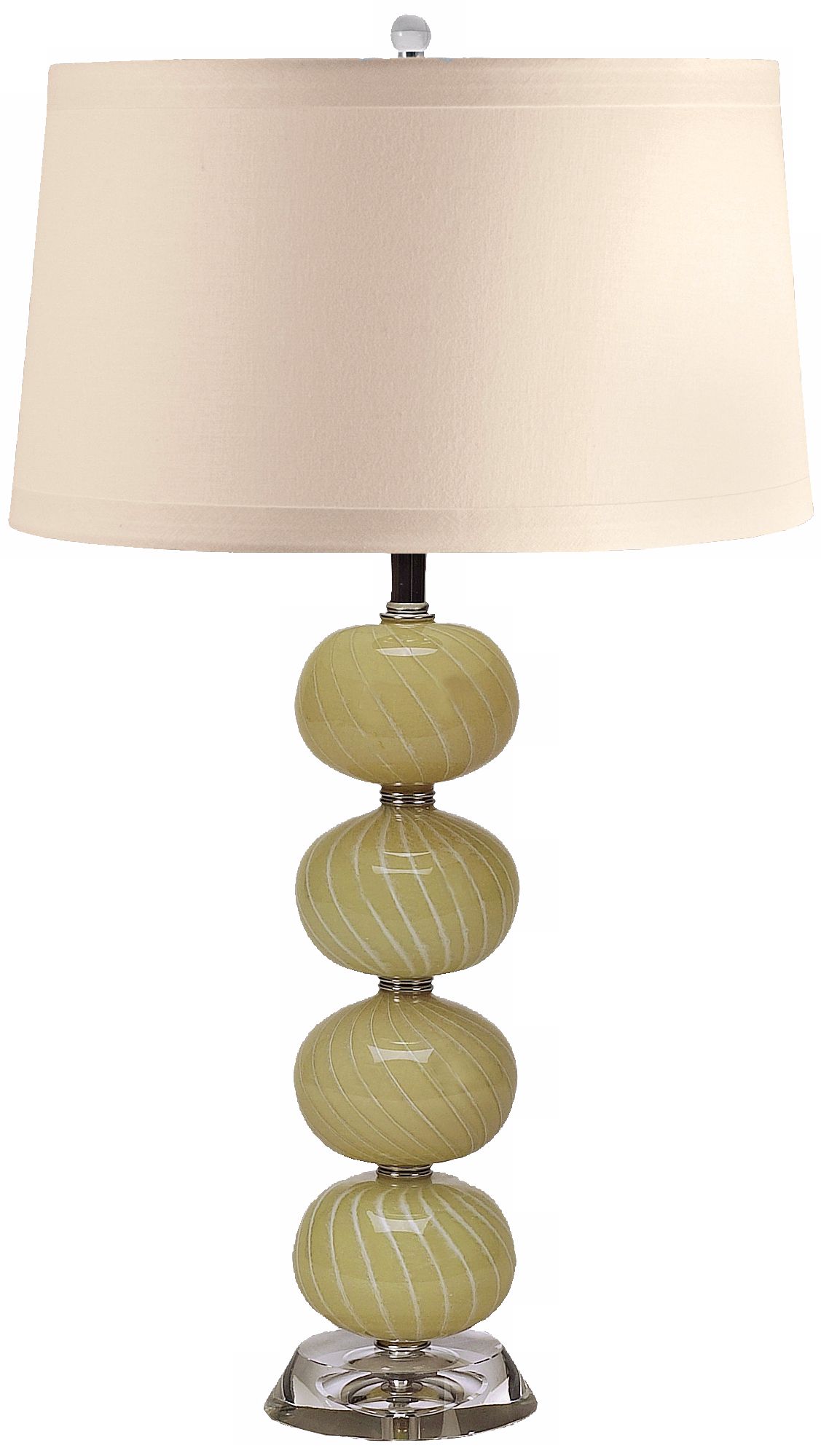 Cream Hand-Blown Glass Ball Table Lamp