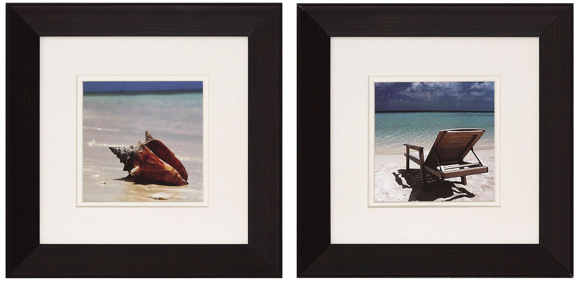 Set of 2 Seashell/Chair Prints Wall Art
