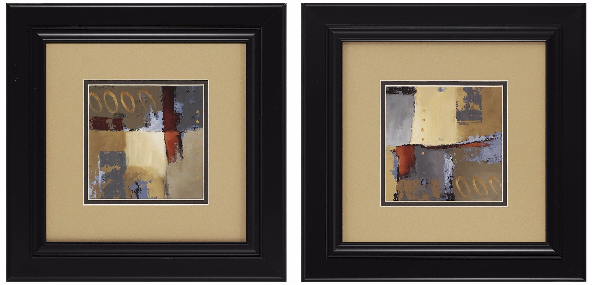 Set of 2 Abstract Prints I and II Wall Art N3091