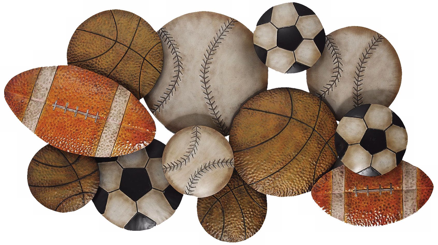 Sports Balls Metal Wall Art Piece