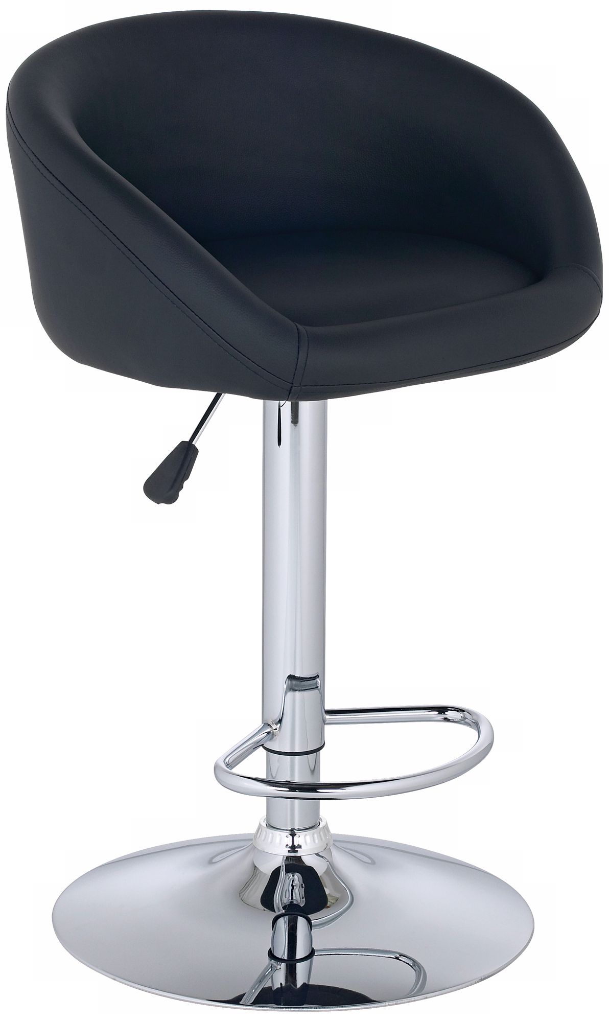 Tempo Leather Adjustable Height Black Bar Stool
