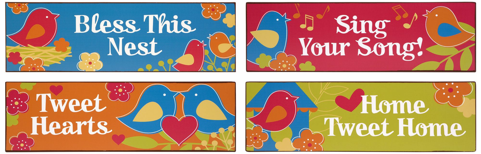 Set of 4 Tweet Tweet Tin Signs