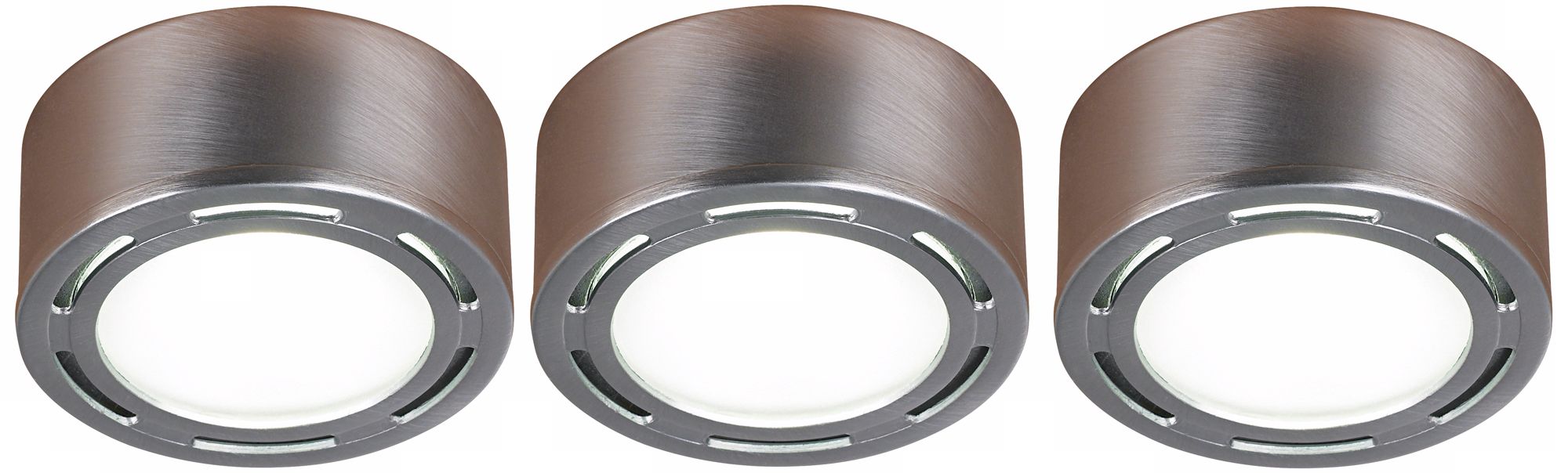 3-Light Nickel Finish Mini LED Under Cabinet Puck Light  Kit