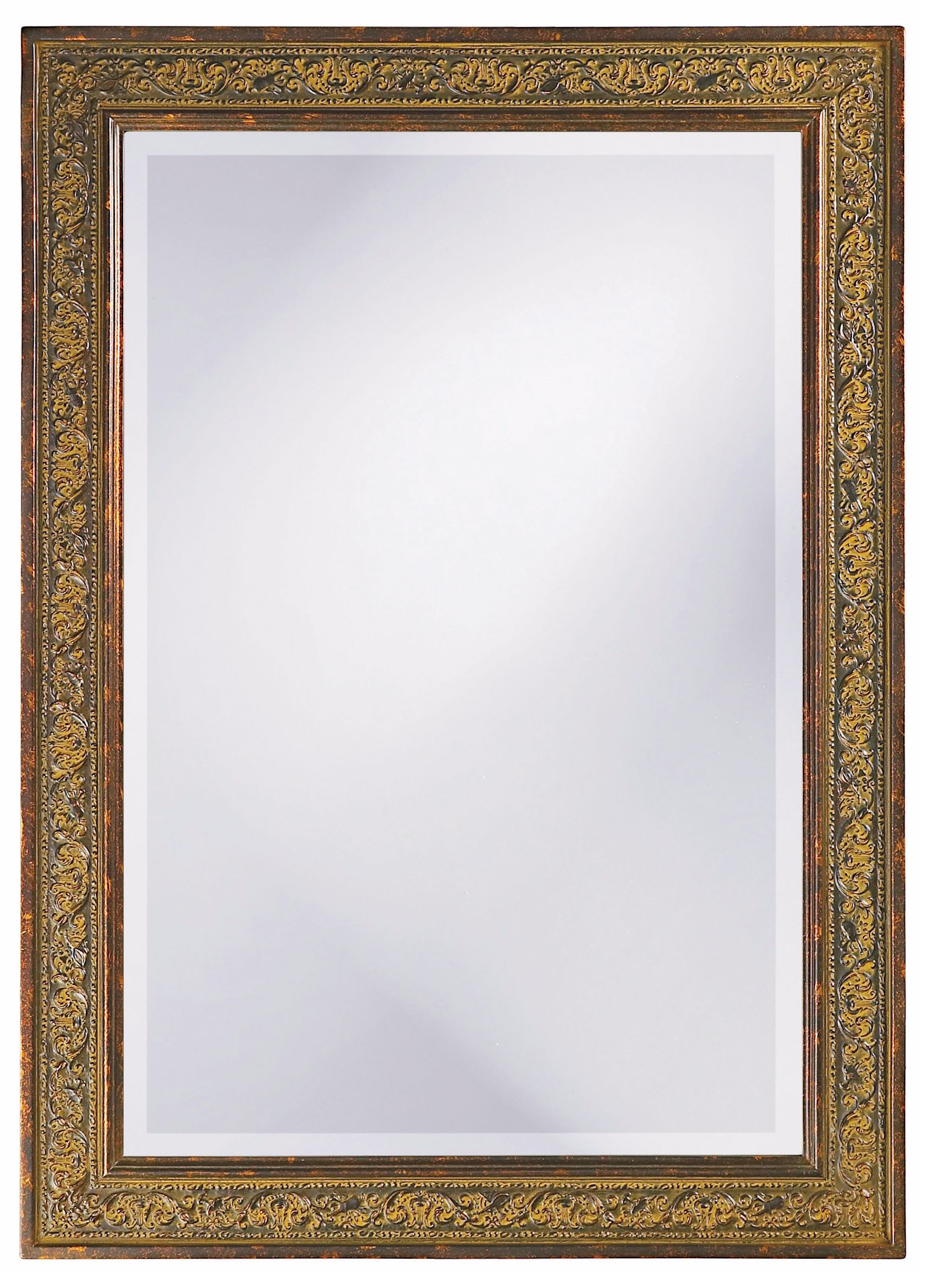 Brown and Bronze Relief Frame 42" High Wall Mirror