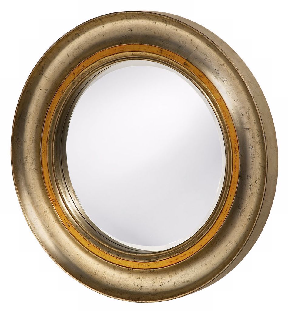 Silver and Gold Leaf Framed Round 36" Wide Wall Mirror