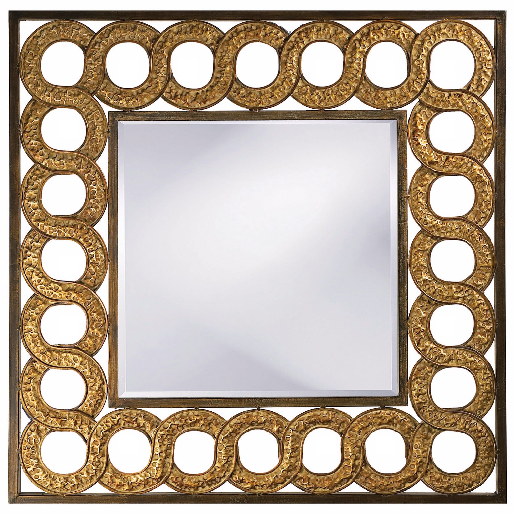 Interlocked Circles Embossed Antiqued 40" Wide Wall Mirror