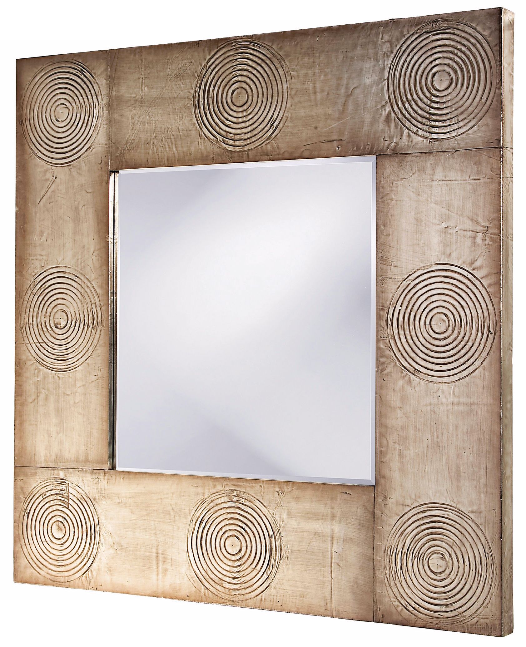 Embossed Aluminum Wrapped Square 40" Wide Wall Mirror