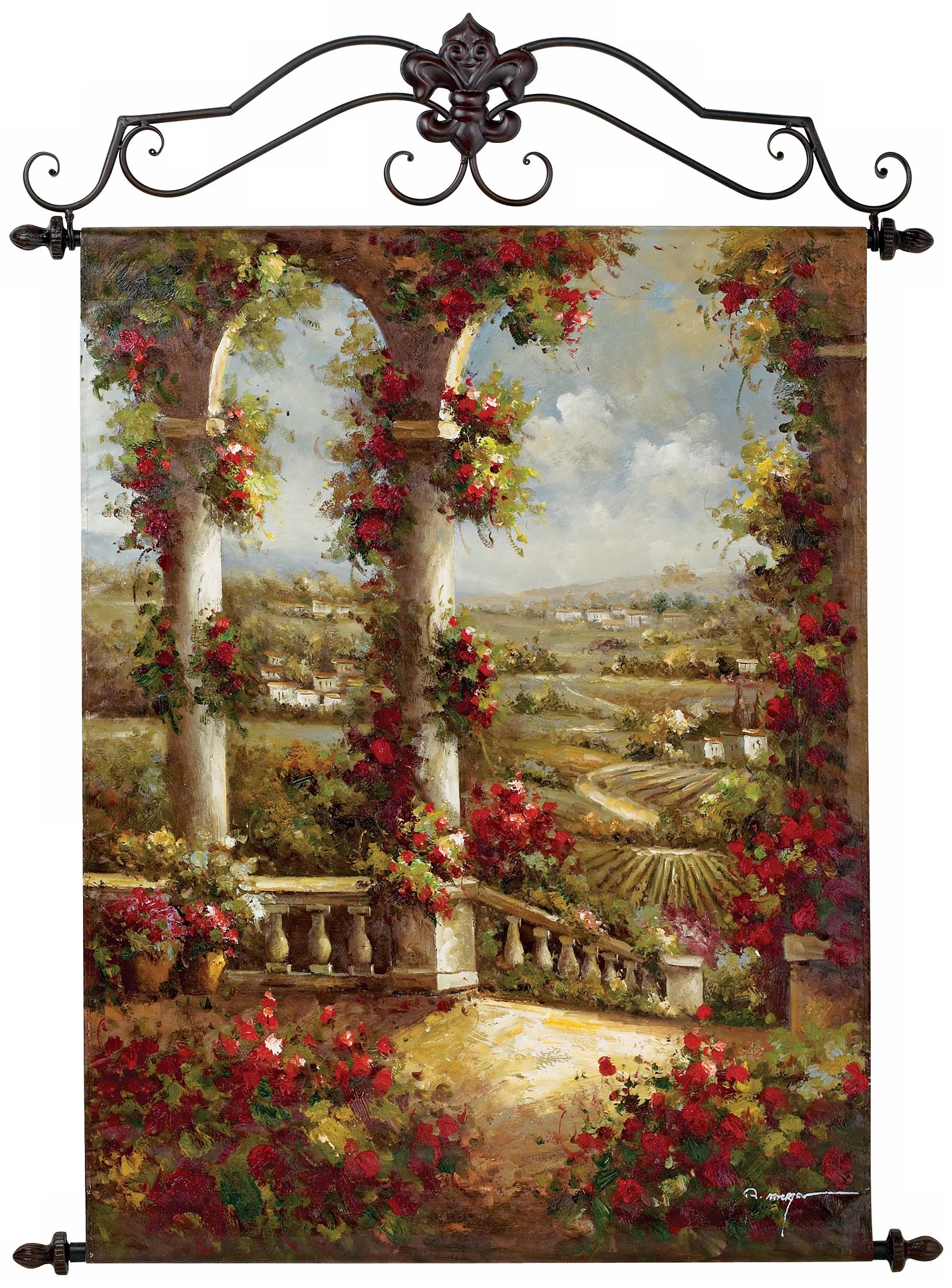 Two Columns Hand Painted Oil On Canvas 40" High Wall Decor