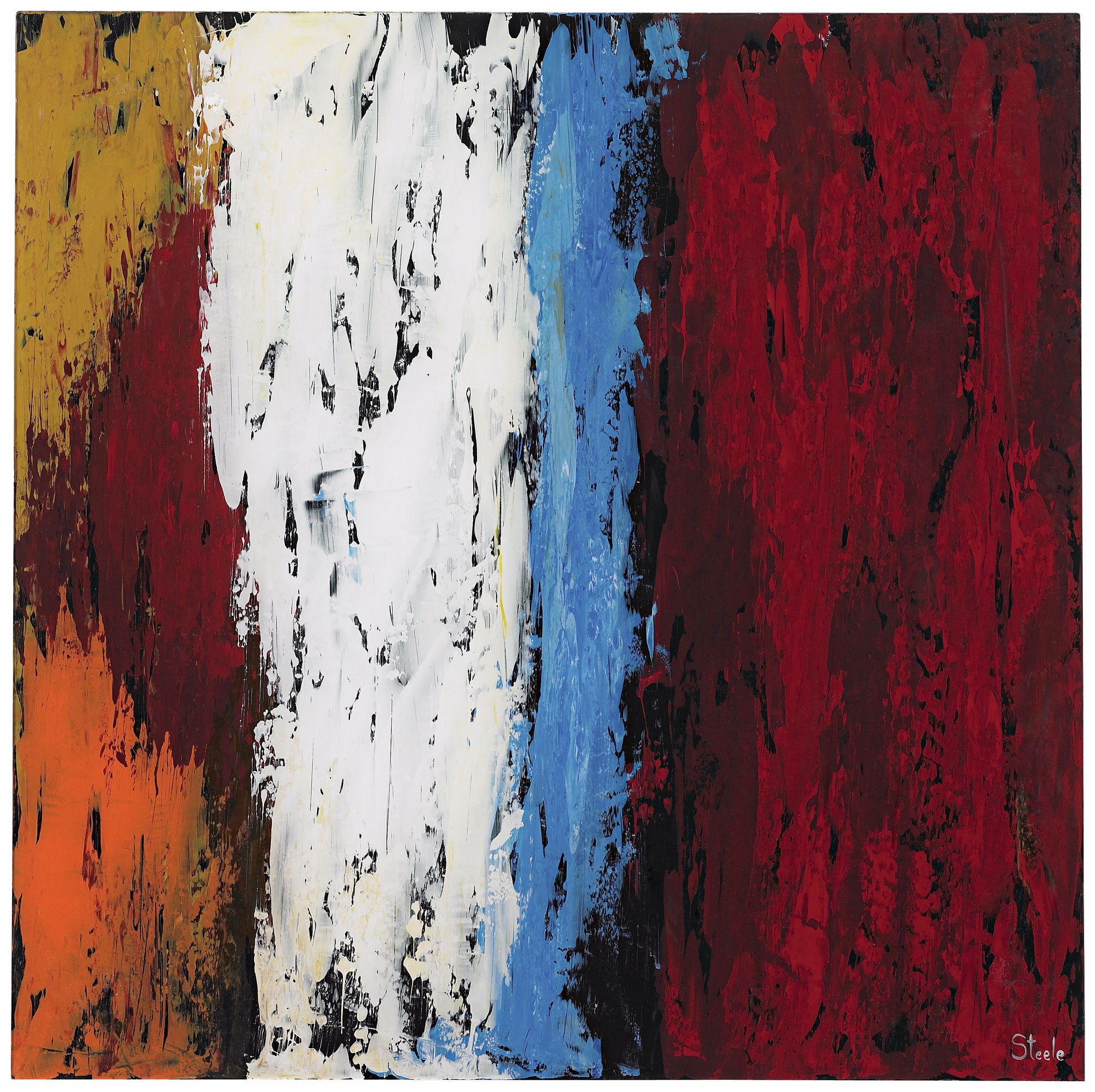 Reverse Hand-Painted Abstract I 24" Square Wall Art