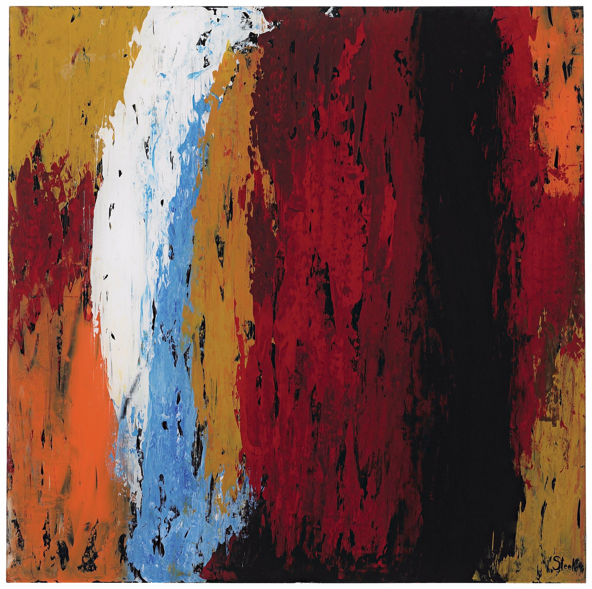 Reverse Hand-Painted Abstract II 24" Square Wall Art