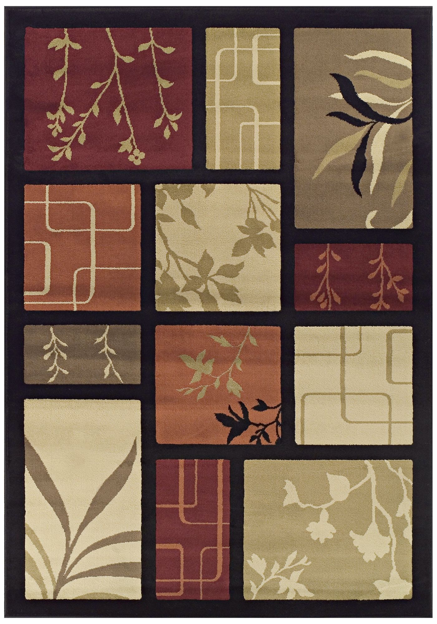 Tremont Collection Foliage Screens Black Area Rug