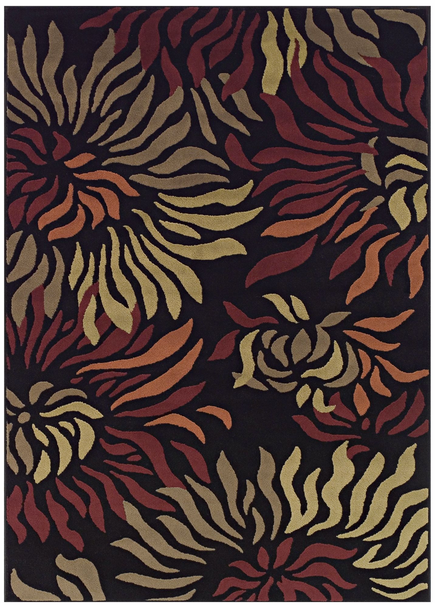 Tremont Collection Rippling Petals Black Area Rug