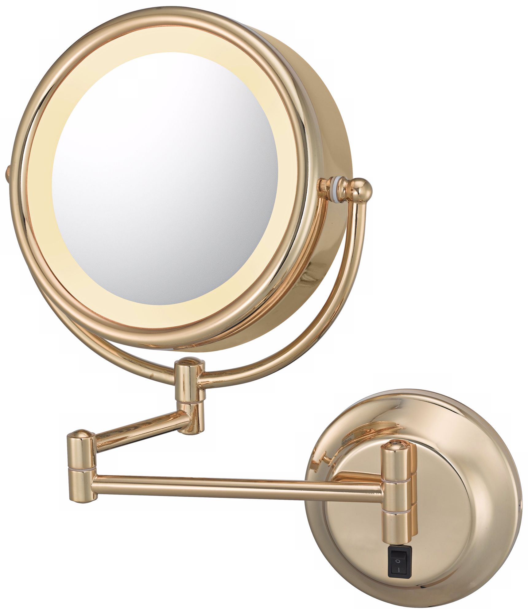 Aptations Gold Finish Swing Arm Lighted Vanity Wall Mirror