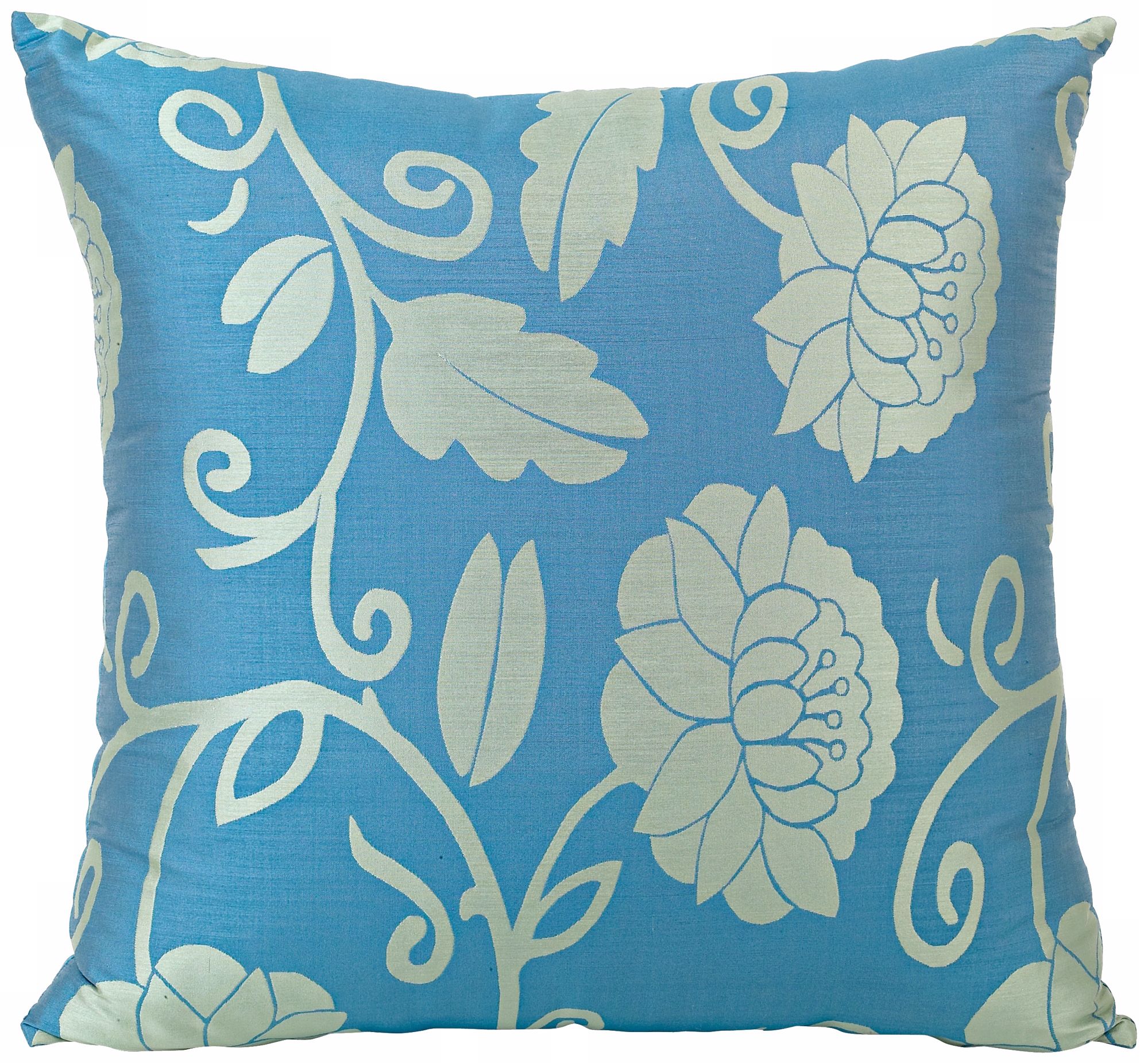 Fresca Blue Floral Pattern 18" Square Throw Pillow