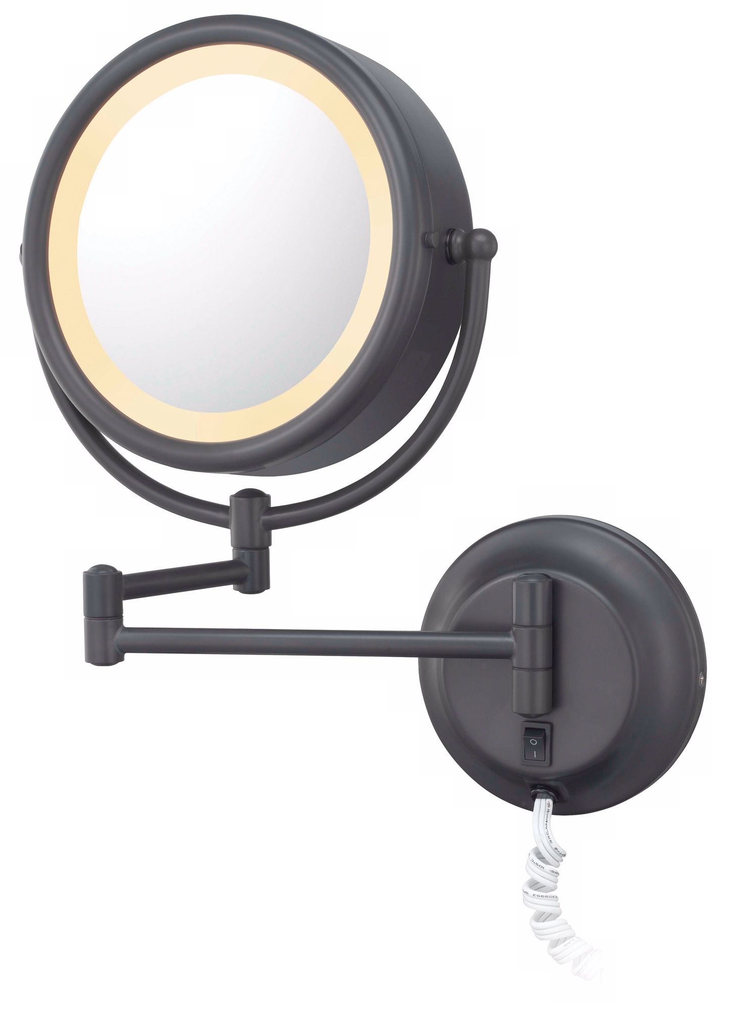 Bronze Finish Swing Arm Plug-In Lighted Vanity Wall Mirror