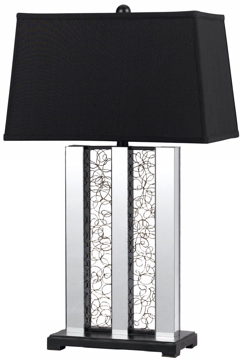 Triple Mirrored Column Table Lamp