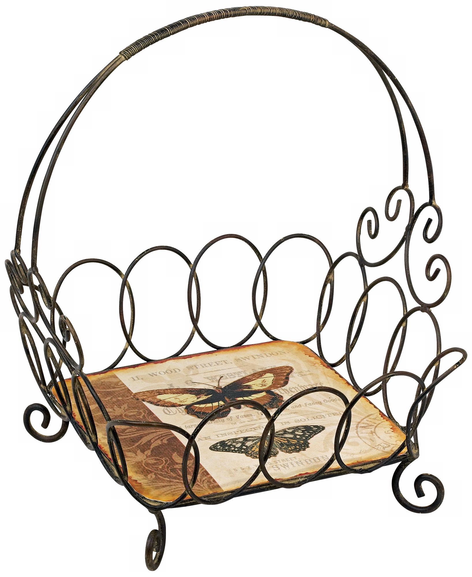 Butterfly Decoupage Metal Basket
