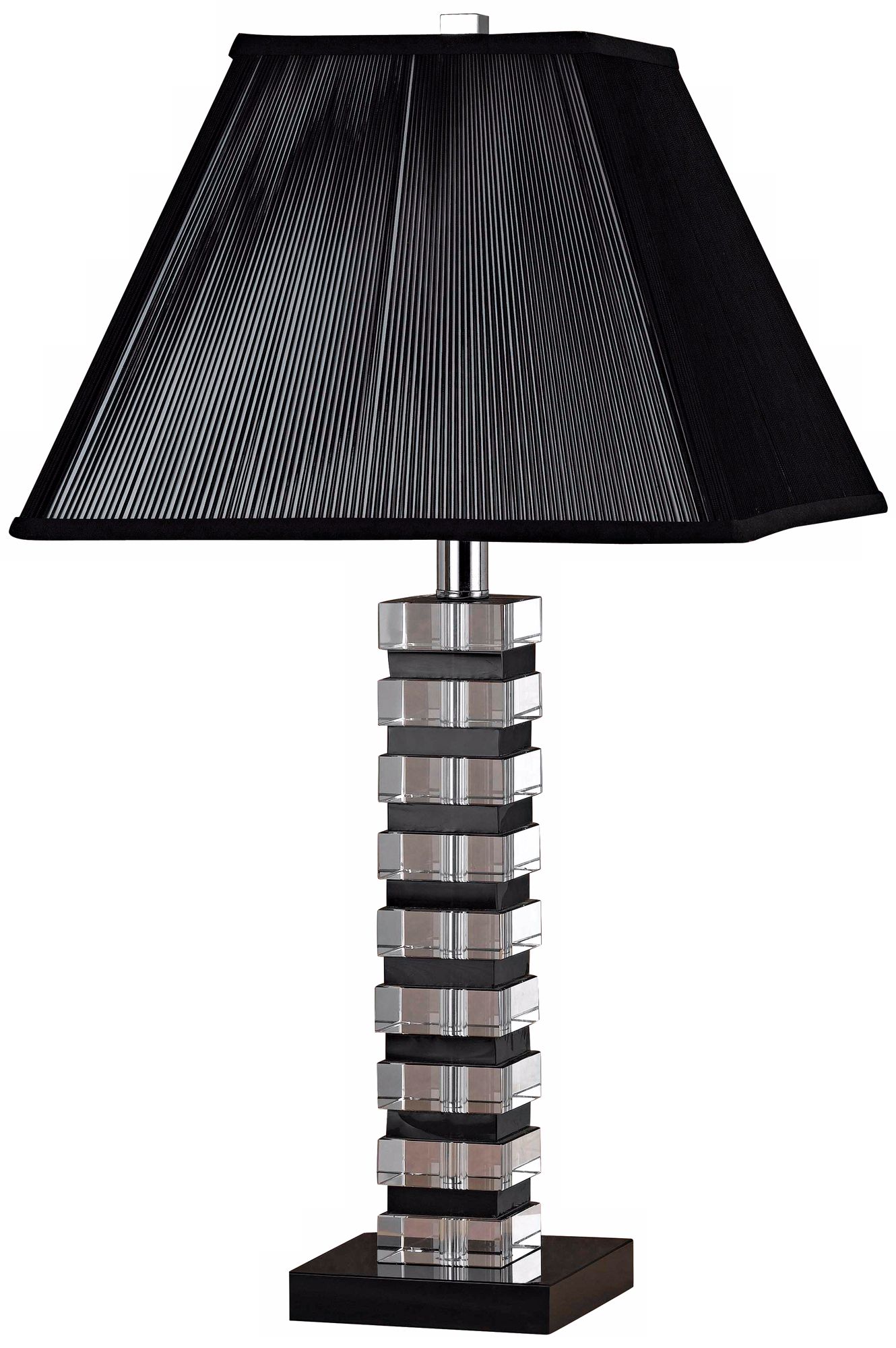 Stacked Crystal and Metal Table Lamp