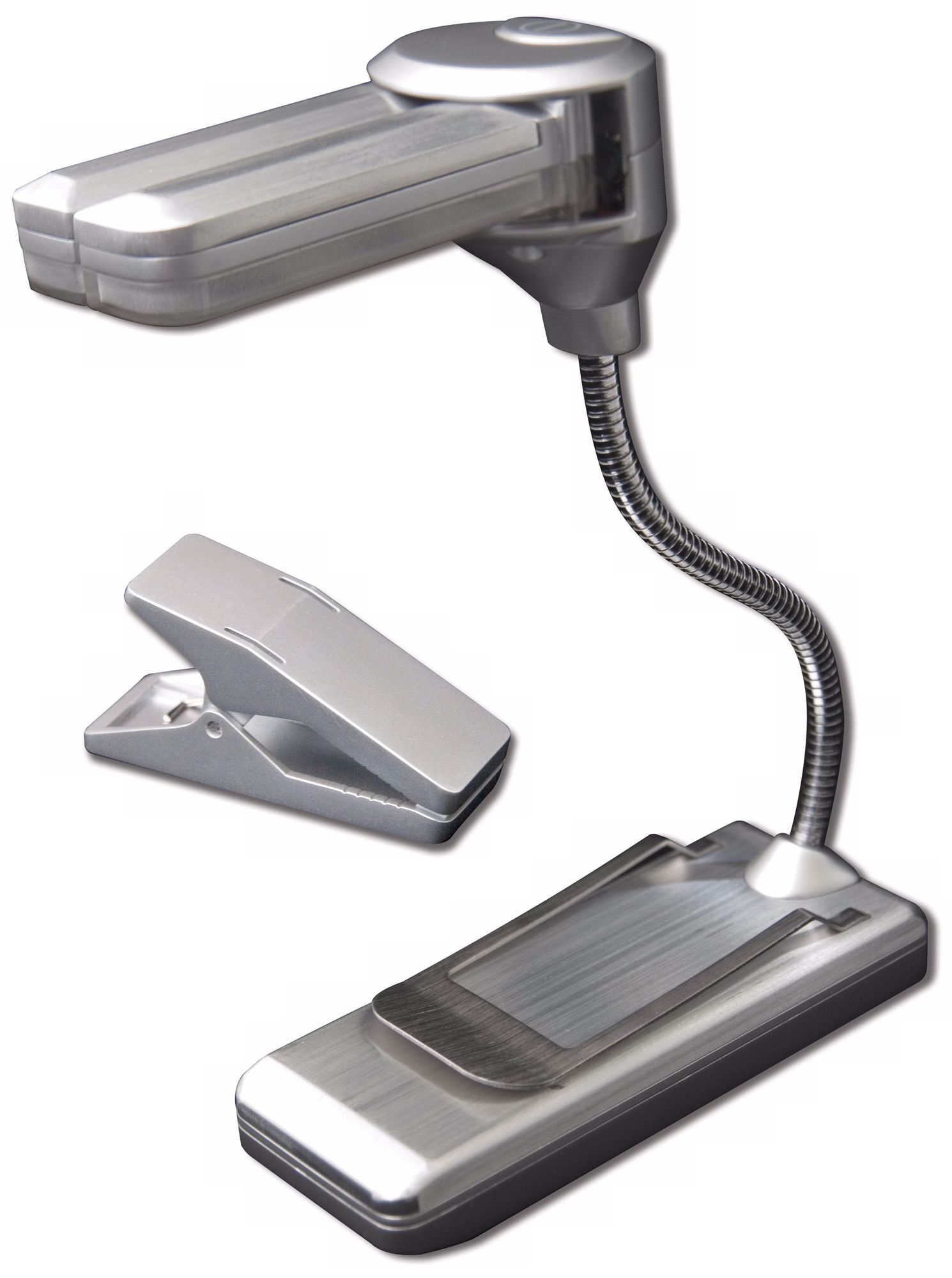 Silver Gooseneck Clip LED Book Light