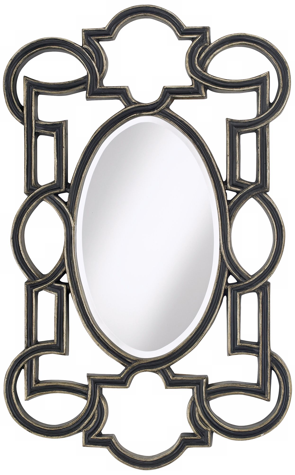 Black and Gold 42" High Oval Wall Mirror