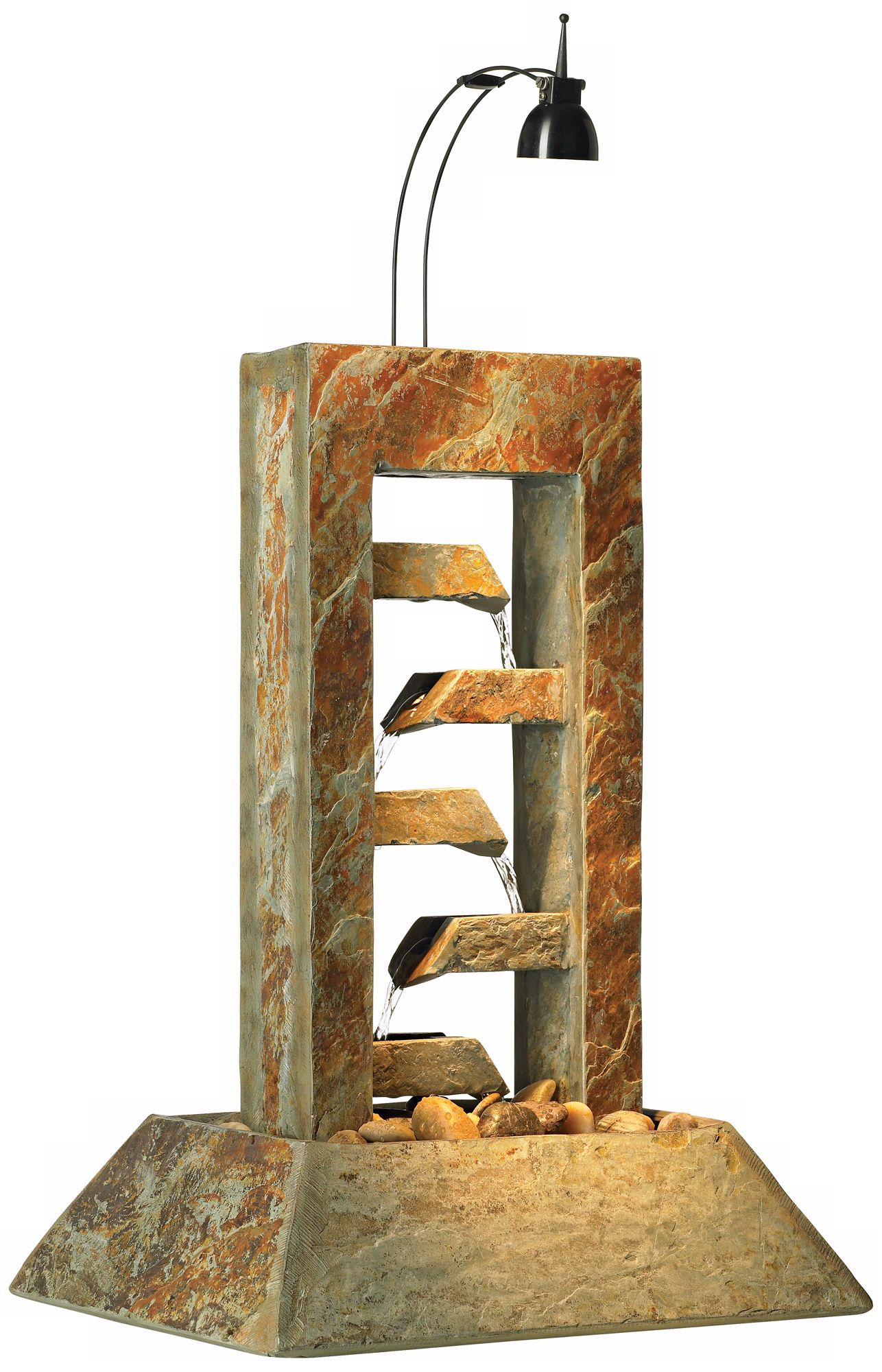 Water Aqueduct Natural Slate Lighted Table Fountain