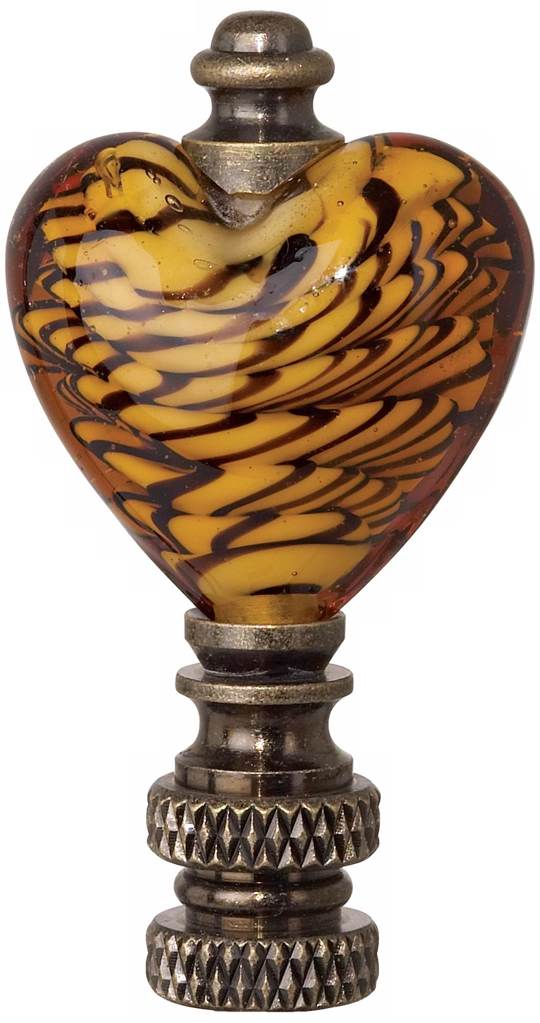 Amber Glass Heart Finial