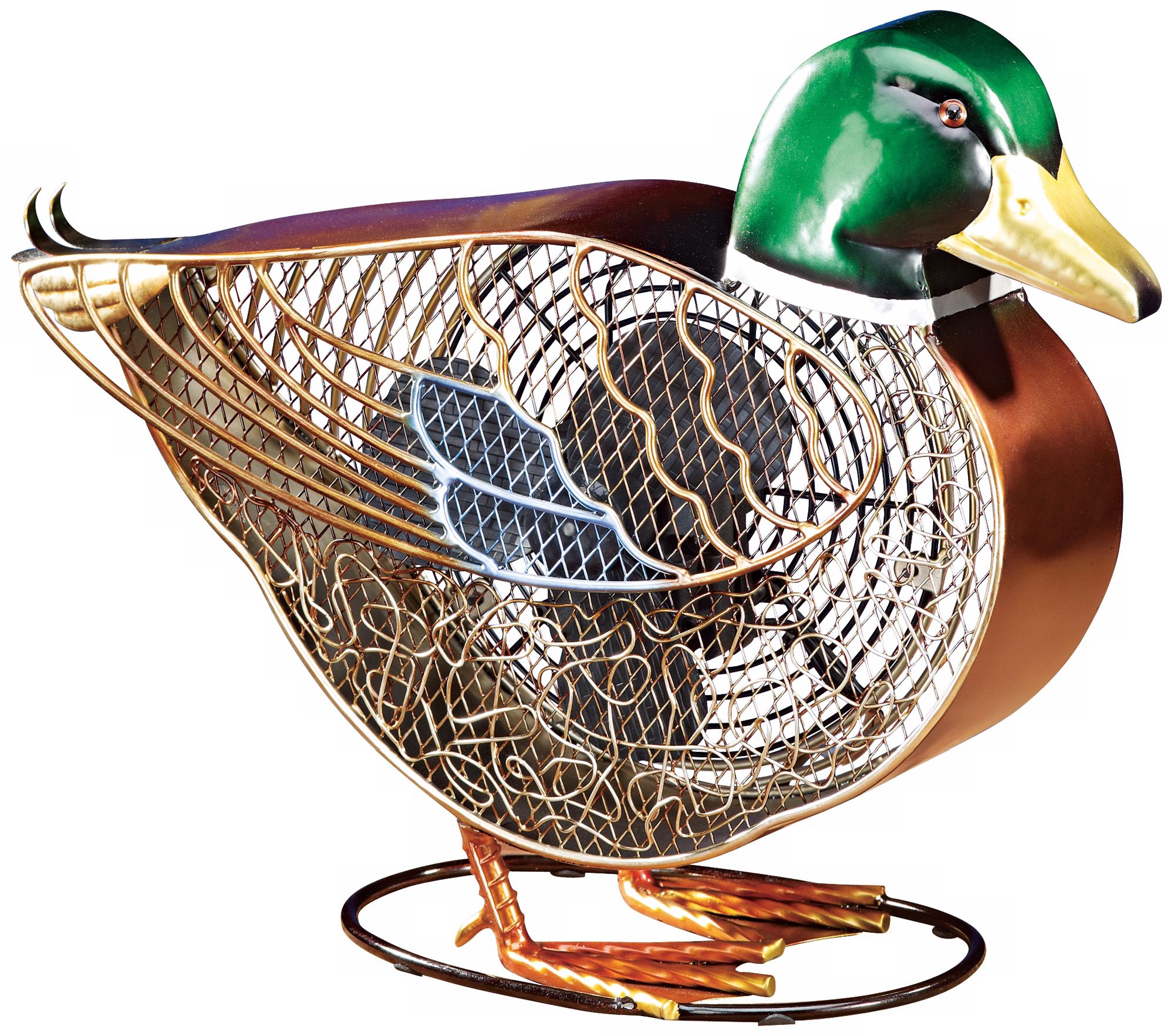 Duck Mottled Brass Figurine Fan