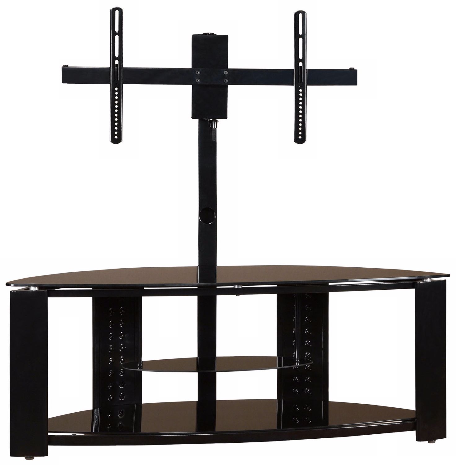 2-Shelf Corner Flat Panel TV Stand with Post and Bracket