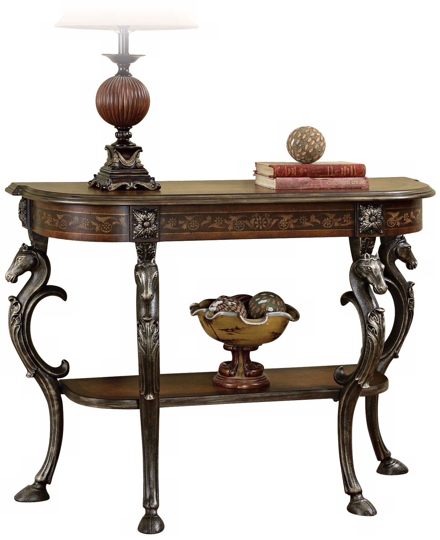 Masterpiece Floral Demilune Console Table