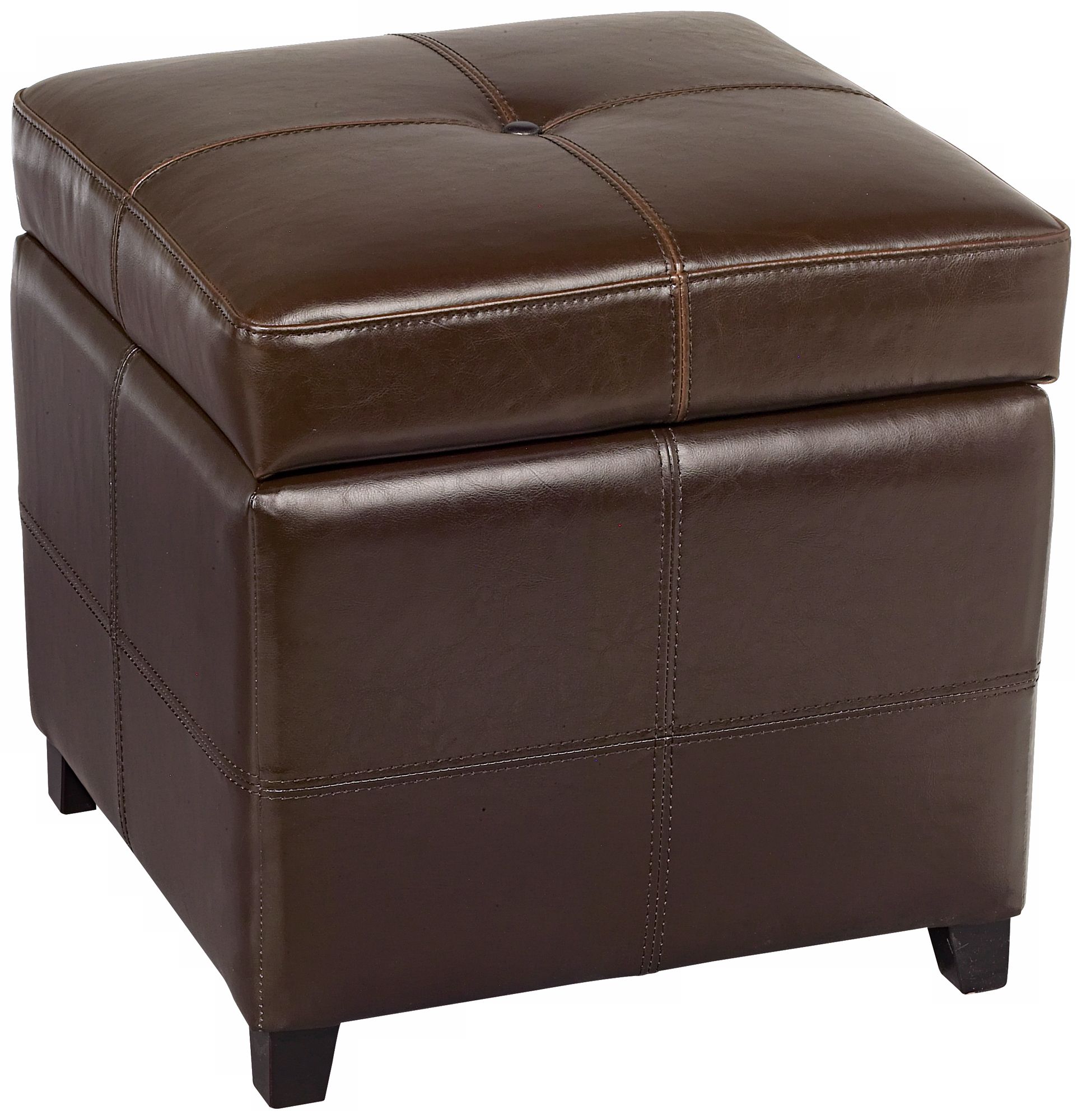 Uptown Mocha Leather Match Lined Storage Ottoman