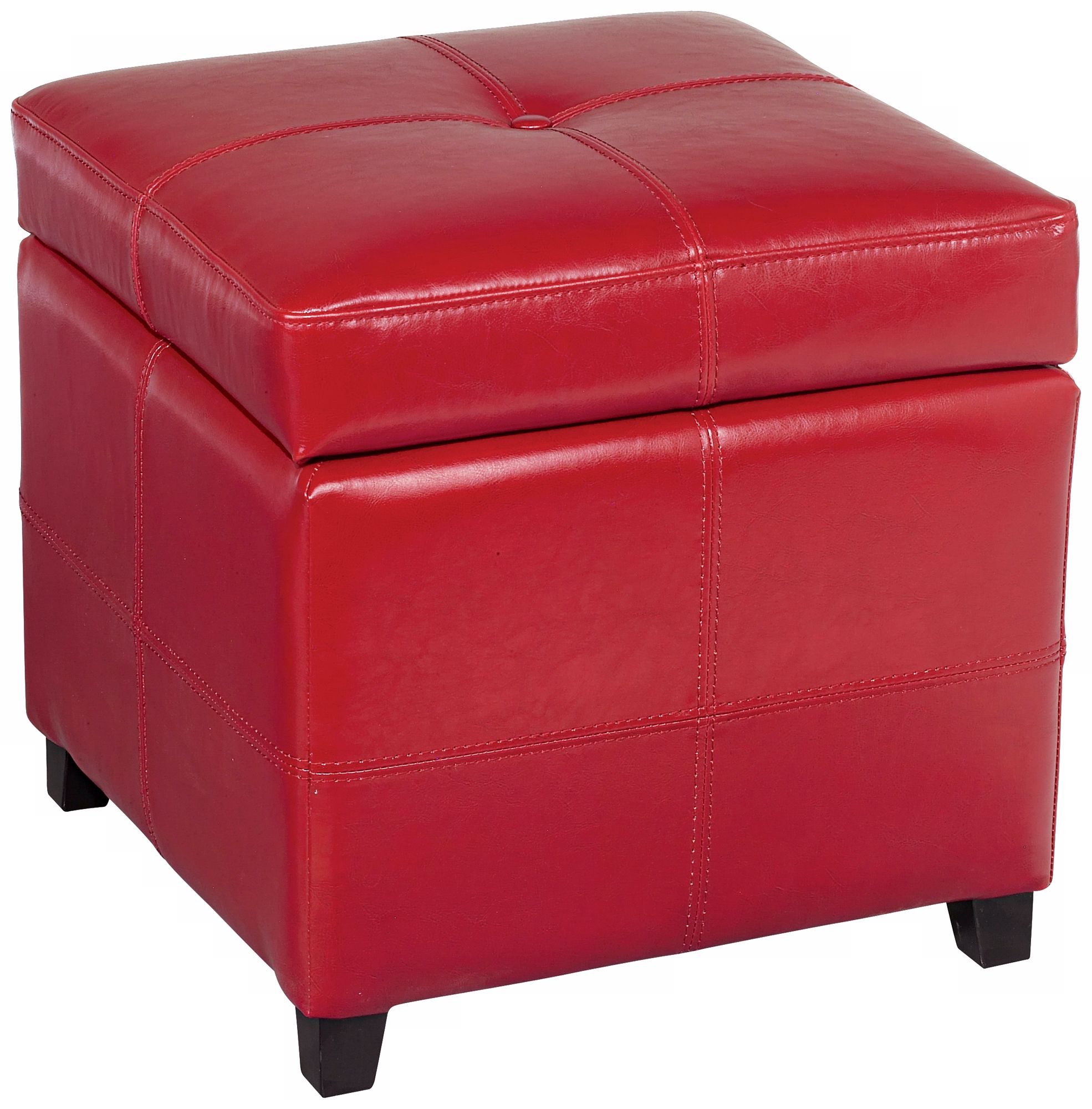 Uptown Brick Leather Match Lined Storage Ottoman