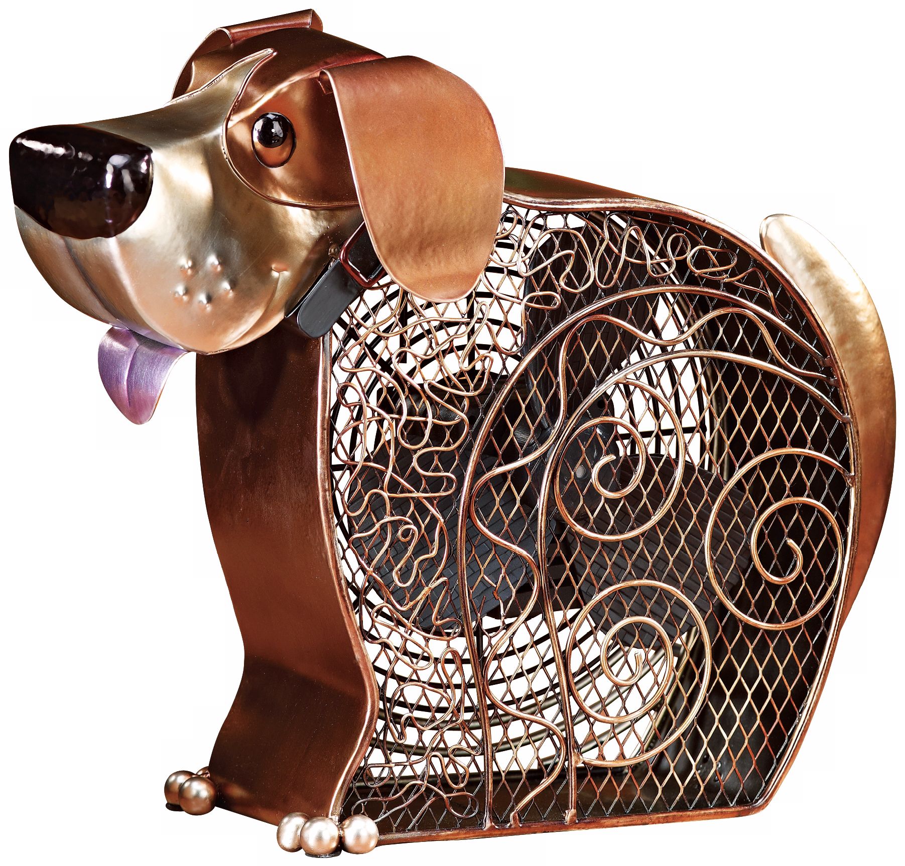 Doggie Painted Finish Figurine Fan