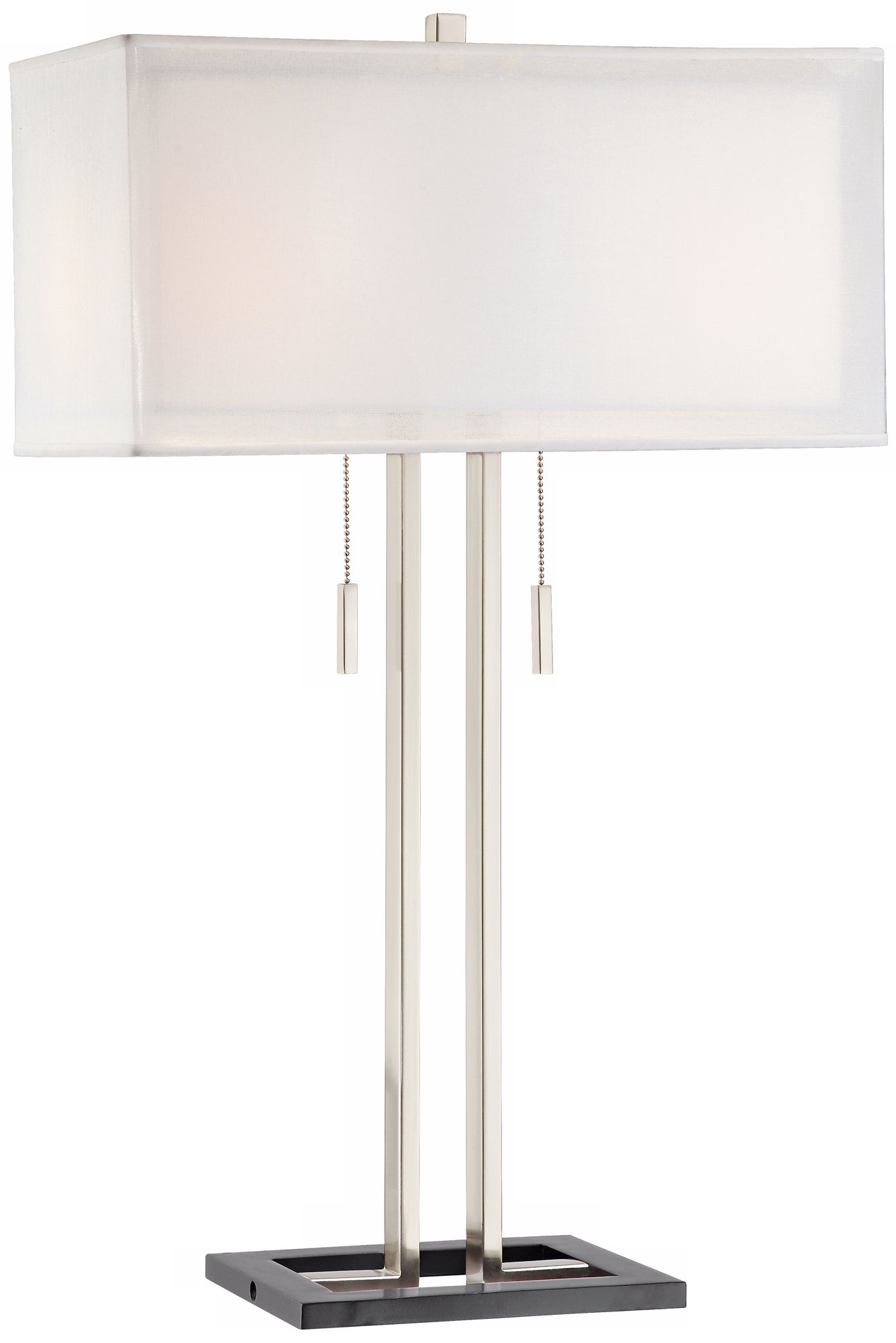 Possini Euro Design Twin Column Brushed Steel Table Lamp