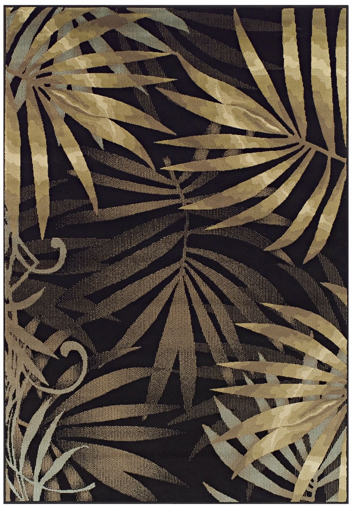 Tremont Collection Fronds Black Area Rug